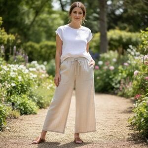 Astrologie Striped Linen Blend Wide Leg pants Size Small